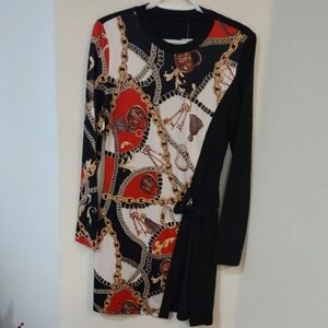 NWT Chain Print Black and Red Tunic